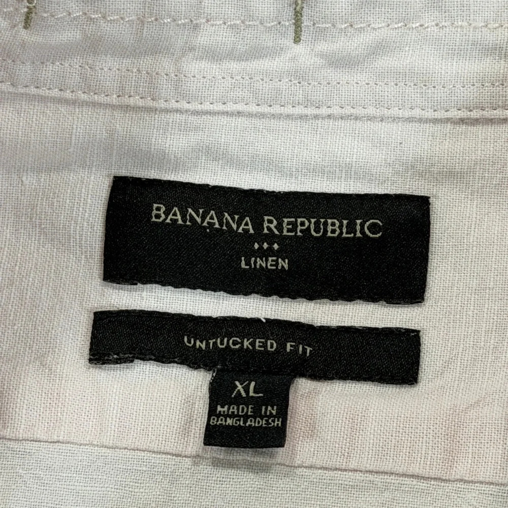 Banana Republic Mens XL Pink Linen Untucked Fit Long Sleeve Button Down Shirt